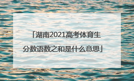 湖南2021高考体育生分数语数之和是什么意思